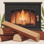 albizia bois de chauffage bûches devant poêle moderne
