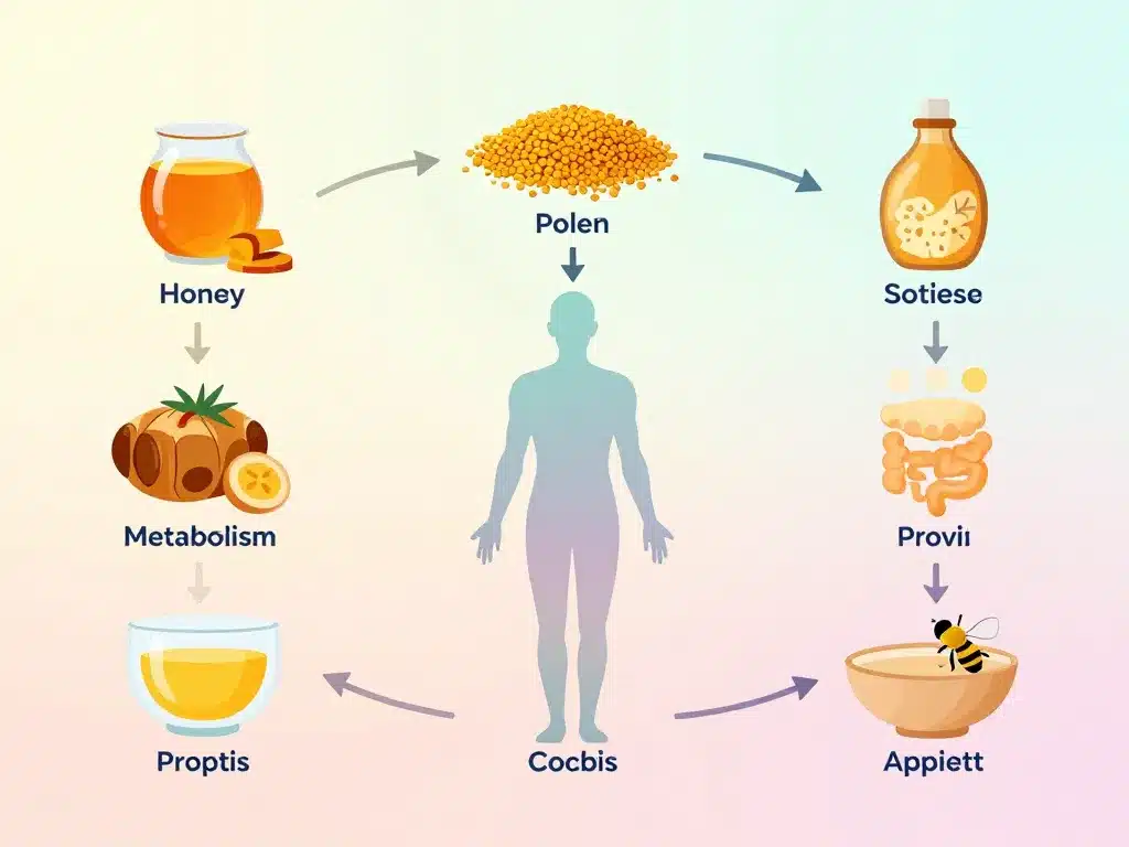 apithérapie maigrir, schéma rôle des produits de la ruche