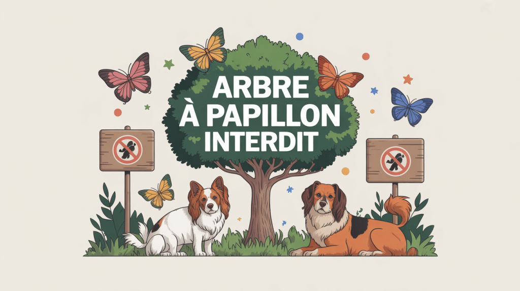 arbre à papillon interdit avec panneaux d’avertissement