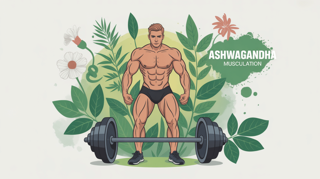 Illustration ashwagandha musculation sportif et bien-être