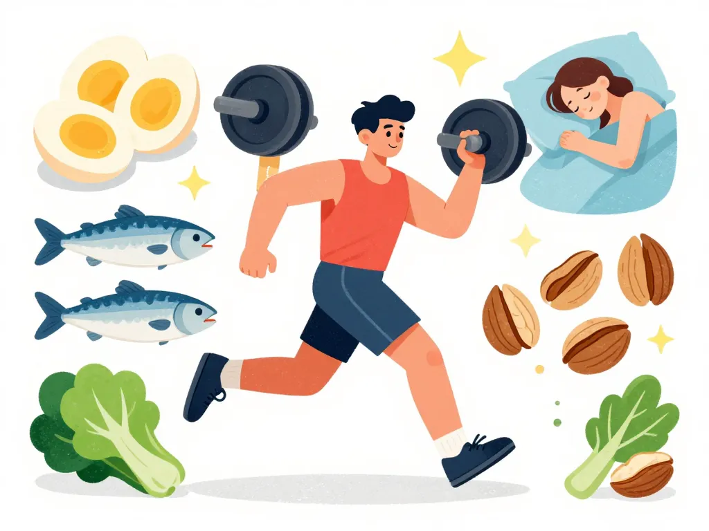 illustration booster testosterone naturel sport aliments sommeil