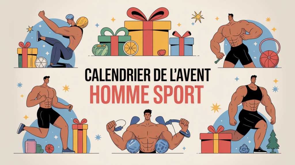 illustration calendrier de l avent homme sport sportifs et cadeaux