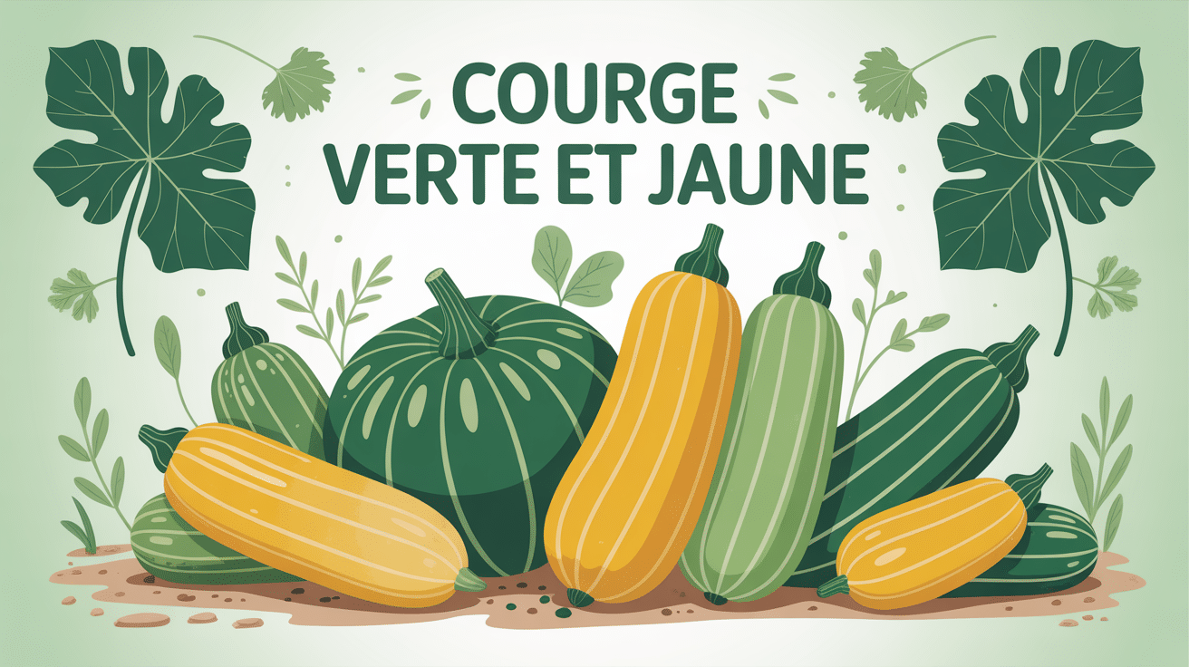 illustration courge verte et jaune différentes variétés