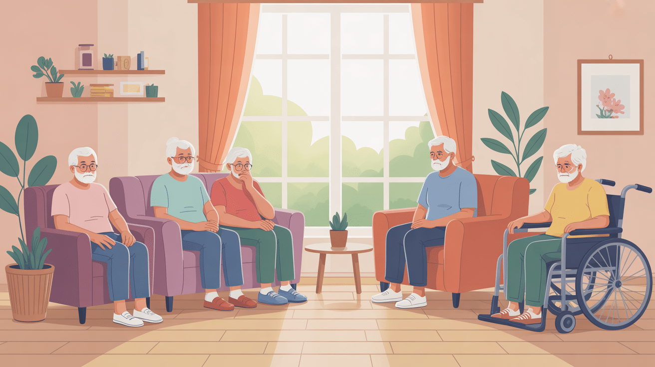 Dépression maison de repos illustration résidents et soignants