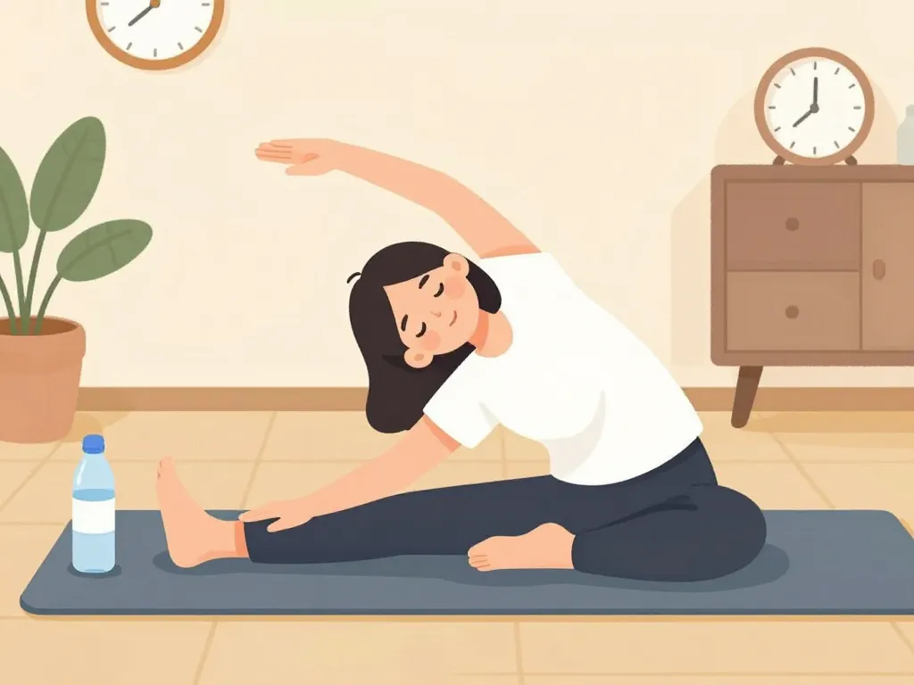 étirements récupération routine sur tapis à la maison