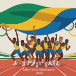 Gabon JO 2024 illustration vectorielle athlètes drapeau