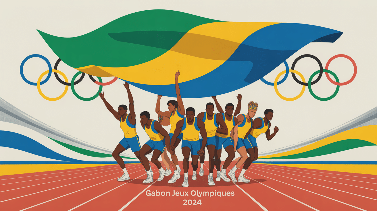 Gabon JO 2024 illustration vectorielle athlètes drapeau
