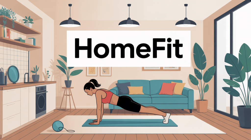 homefit séance fitness dans salon moderne