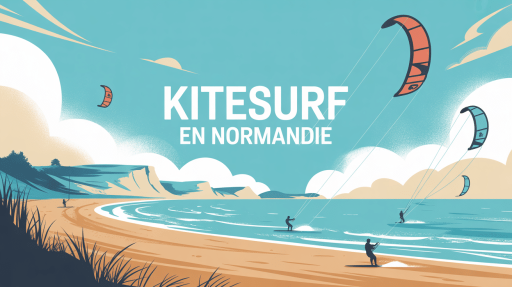 kitesurf en normandie silhouettes sur plage avec falaises