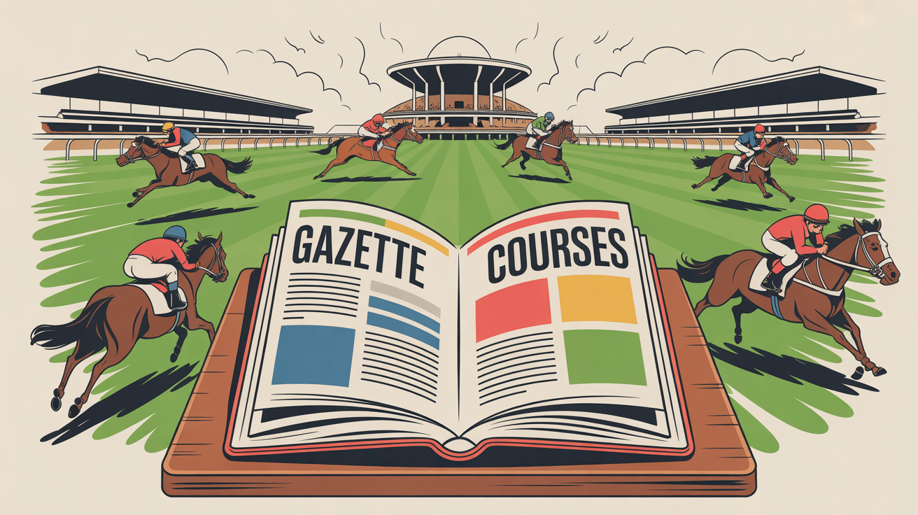 illustration SEO la gazette des courses sur une table avec pronostics et chevaux