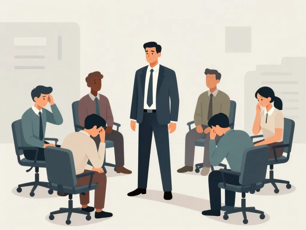 scène de bureau illustrant les 15 commandements du manager toxique