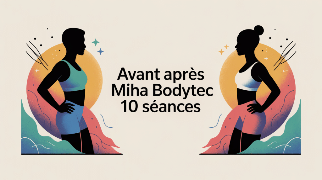 miha bodytec avant apres 10 seances, illustration silhouettes transformation