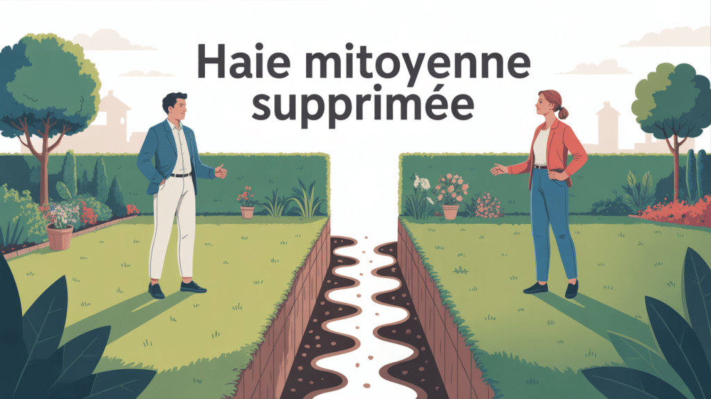 mon voisin a enlevé la haie mitoyenne illustration litige