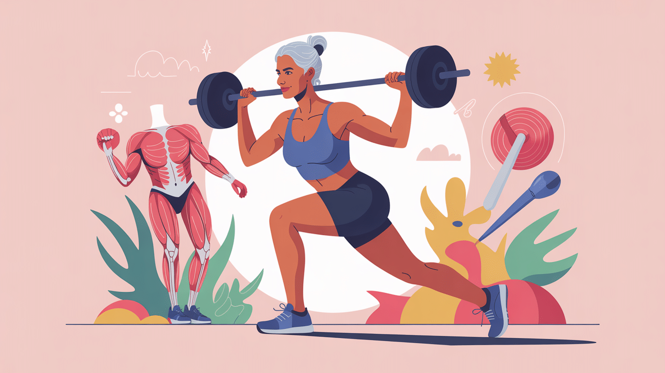 musculation femme ménopause femme mature haltères énergie