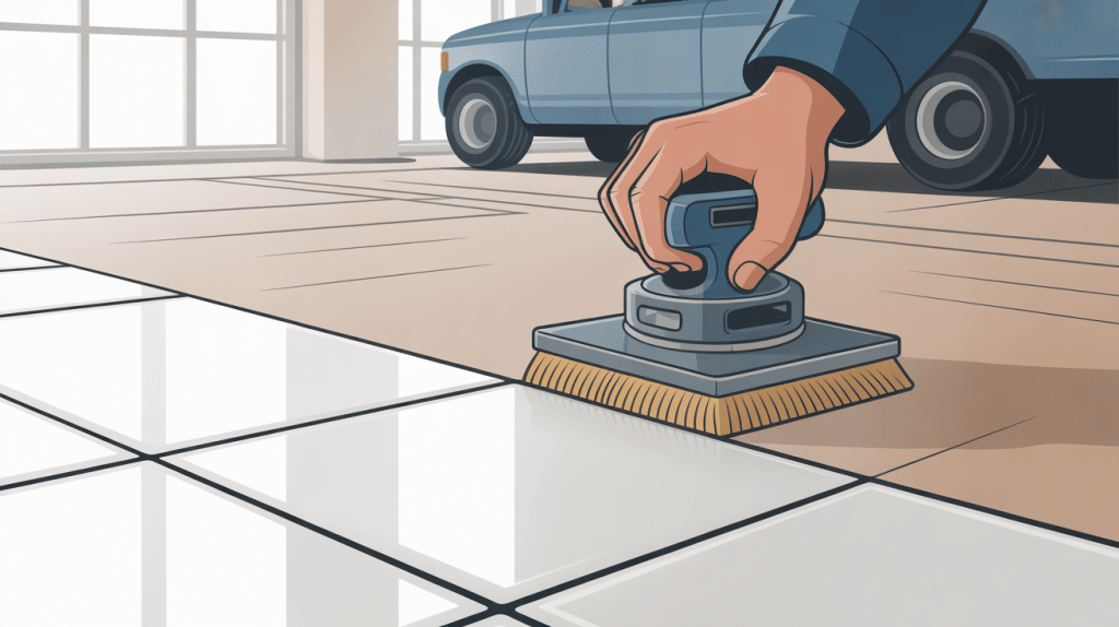 ragueur en action sur carreau