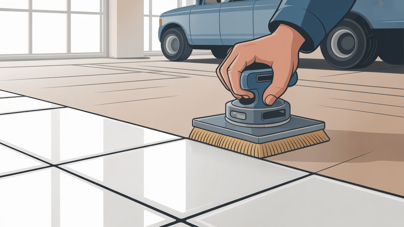 ragueur en action sur carreau