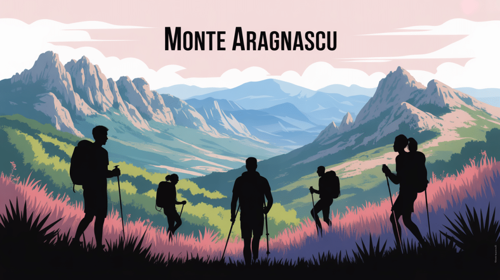 Vue panoramique monte aragnascu randonneurs