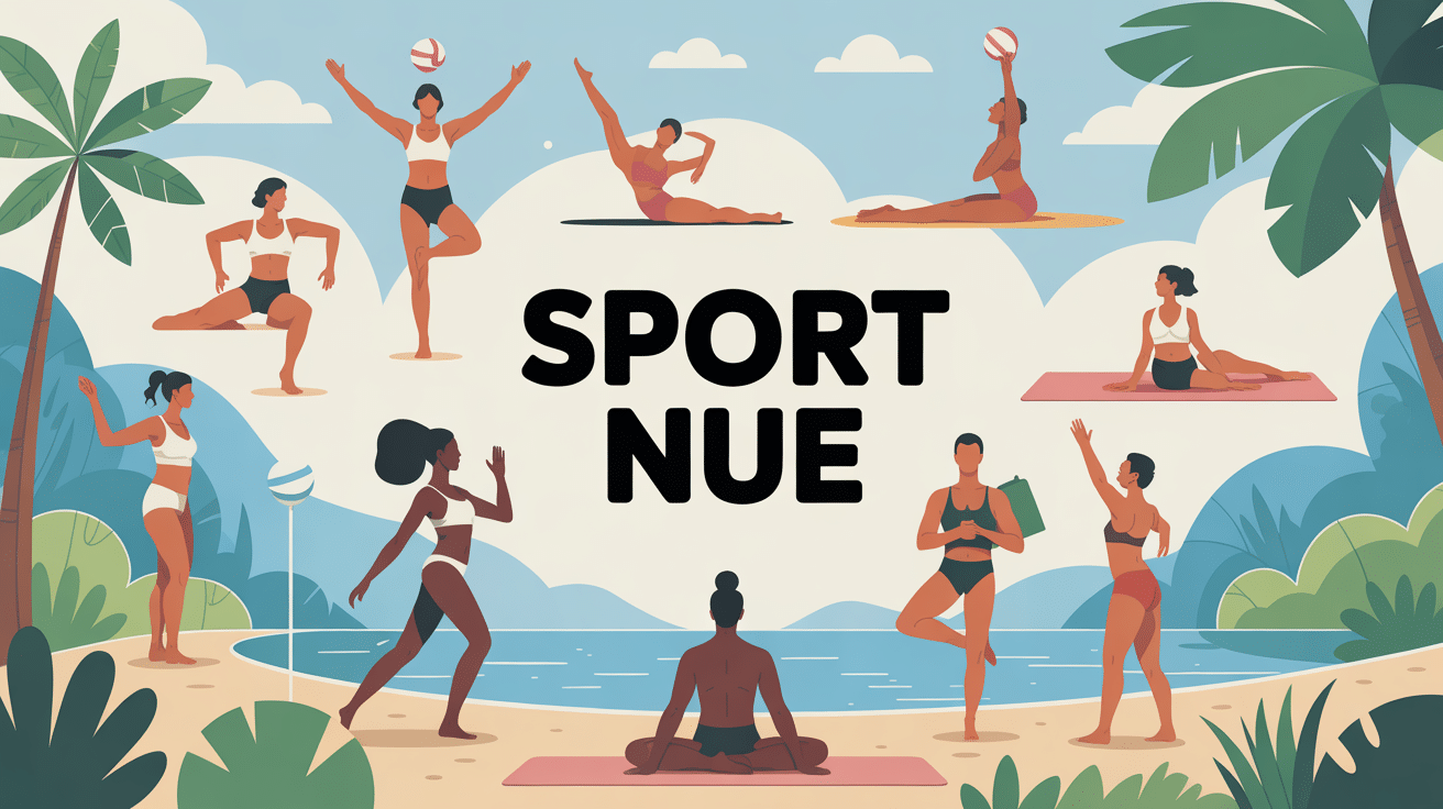 illustration vectorielle sport nue ambiance naturiste