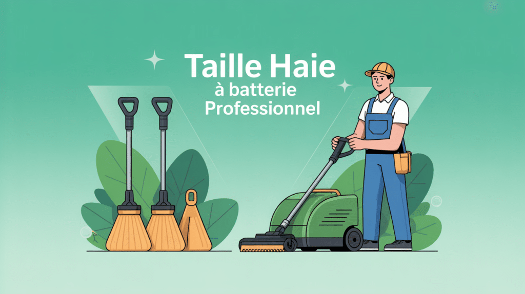 taille haie à batterie professionnel en action illustration épurée