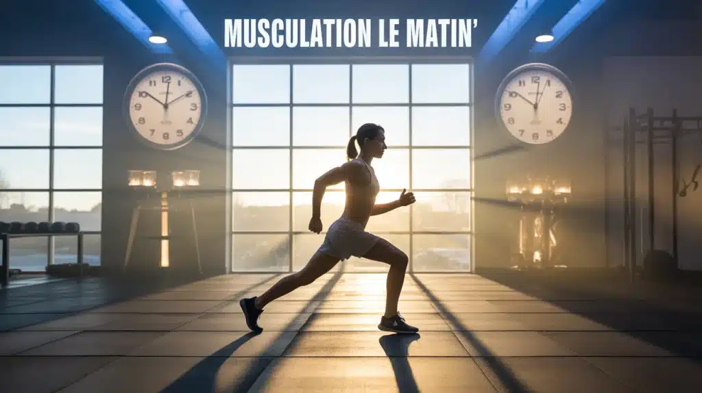 musculation le matin silhouette athlétique salle dorée