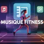 musique fitness silhouette courant avec ondes musicales