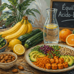 assiette avec aliment acide ou basique et légumes