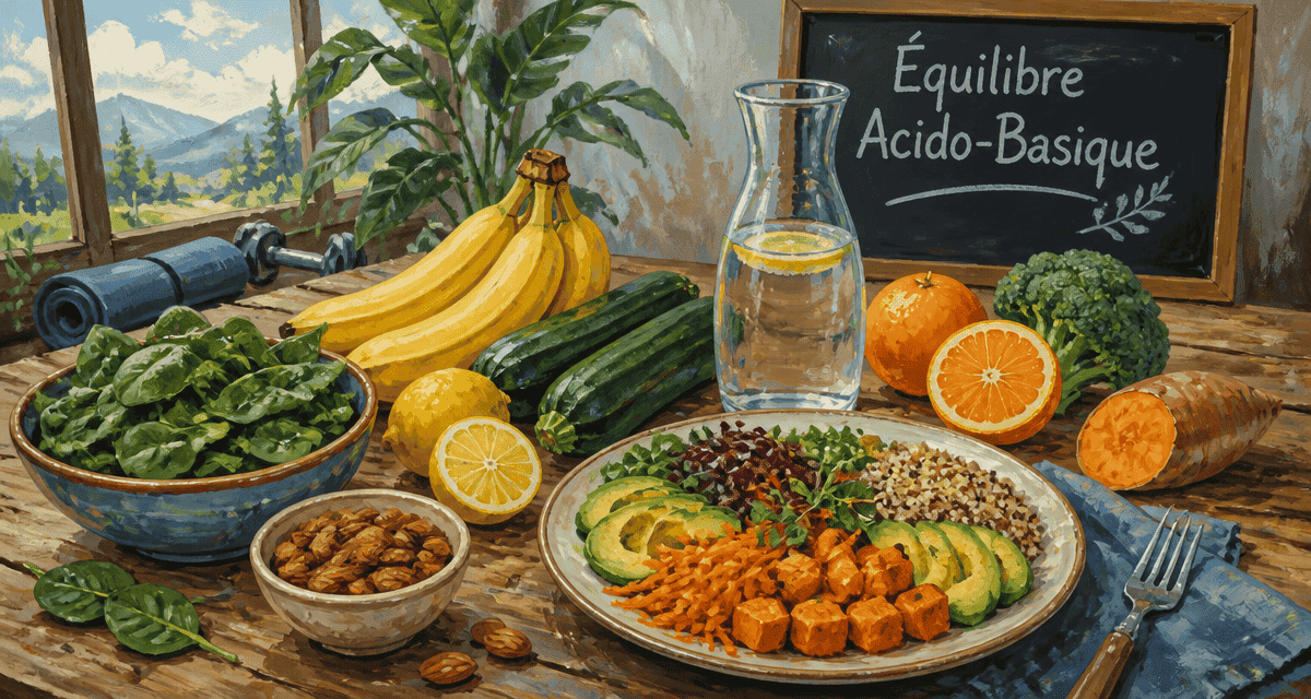 assiette avec aliment acide ou basique et légumes