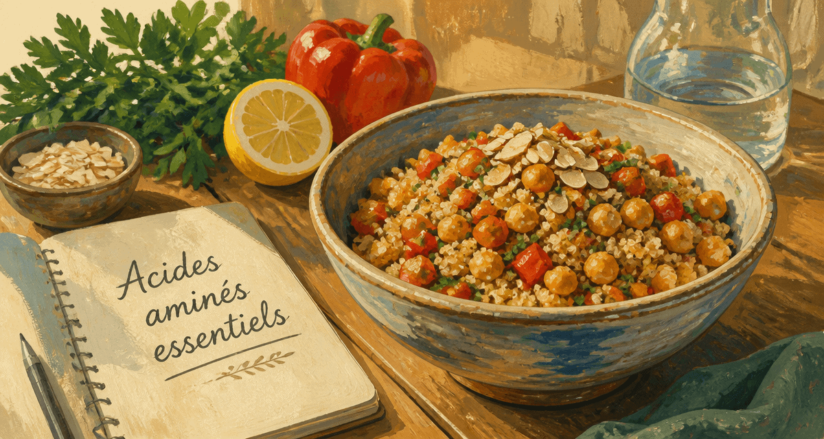 aliments et acides amines bol quinoa pois chiches