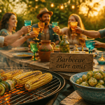 Barbecue entre amis autour d'une table de jardin