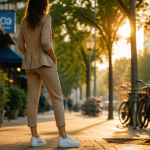 basket blanche femme tendance 2025 trottoir urbain