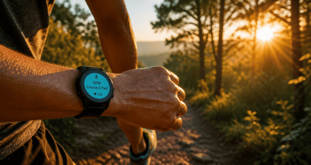 bpm course à pied montre cardio en forêt