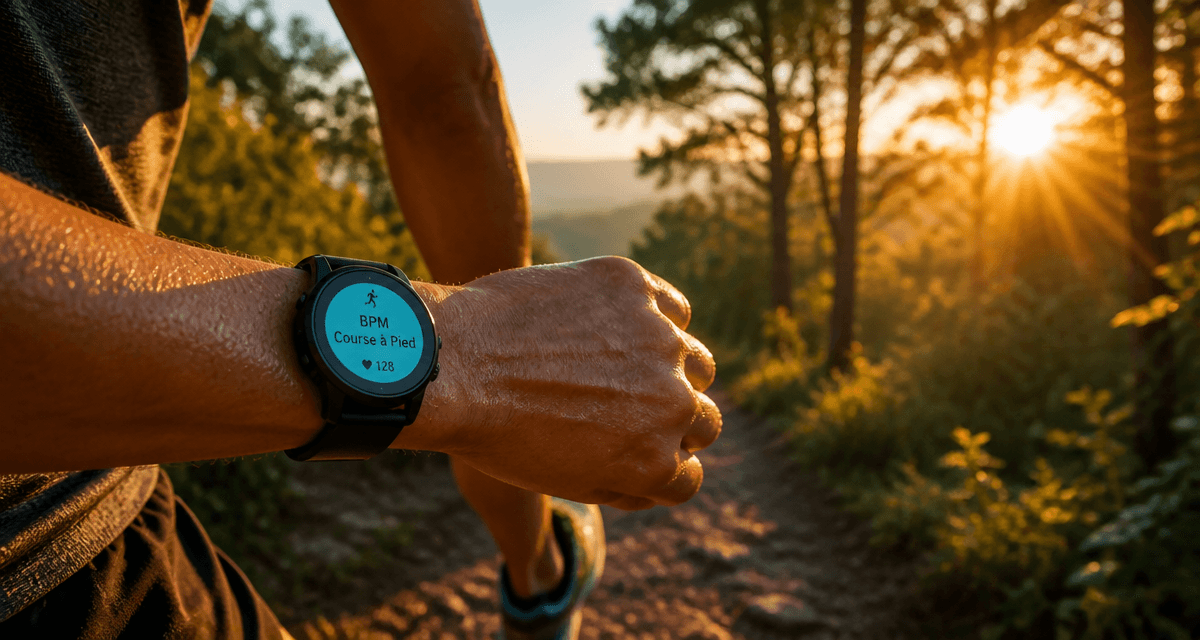 bpm course à pied montre cardio en forêt