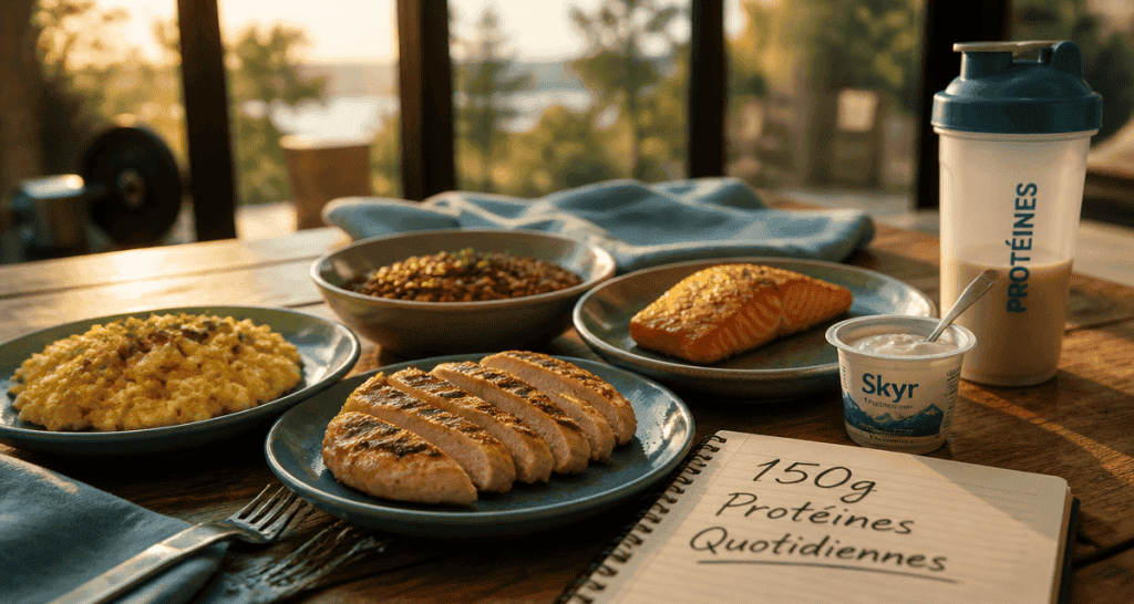 comment manger 150 g de protéine par jour assiette variée