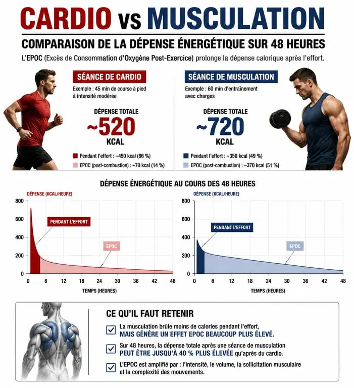 Comparaison de la dépense calorique entre cardio et musculation avec effet EPOC pour maigrir par la musculation