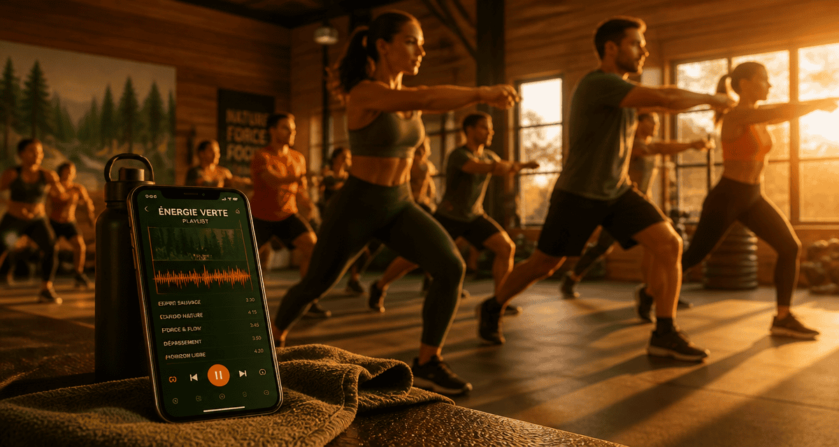 Fitness en musique, sportifs synchronisés en salle