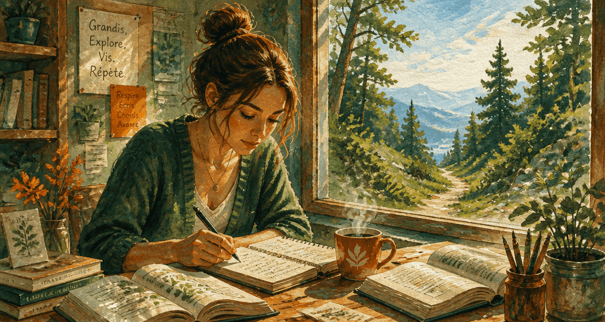 Femme étudiant mindset croissance, ambiance inspirante