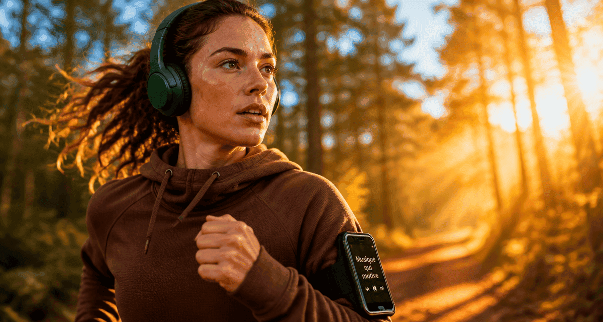 musique qui motive femme running forêt