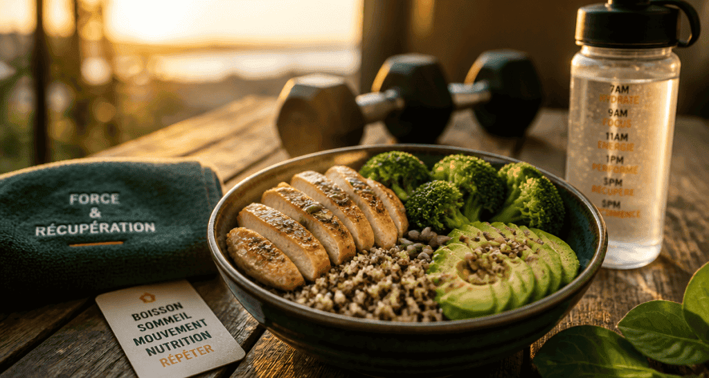 nutrition de la force bol poulet quinoa brocolis