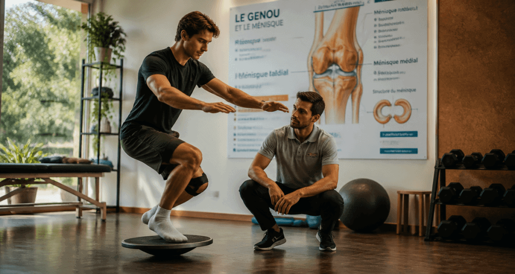 rééducation ménisque non opéré exercice proprioception