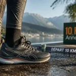 10 km annecy 2025 : baskets au départ au bord du lac