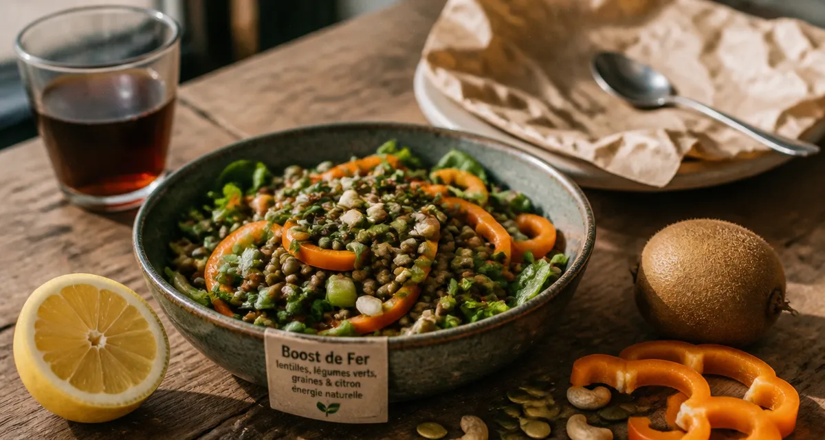 aliment pour manque de fer : salade de lentilles au citron