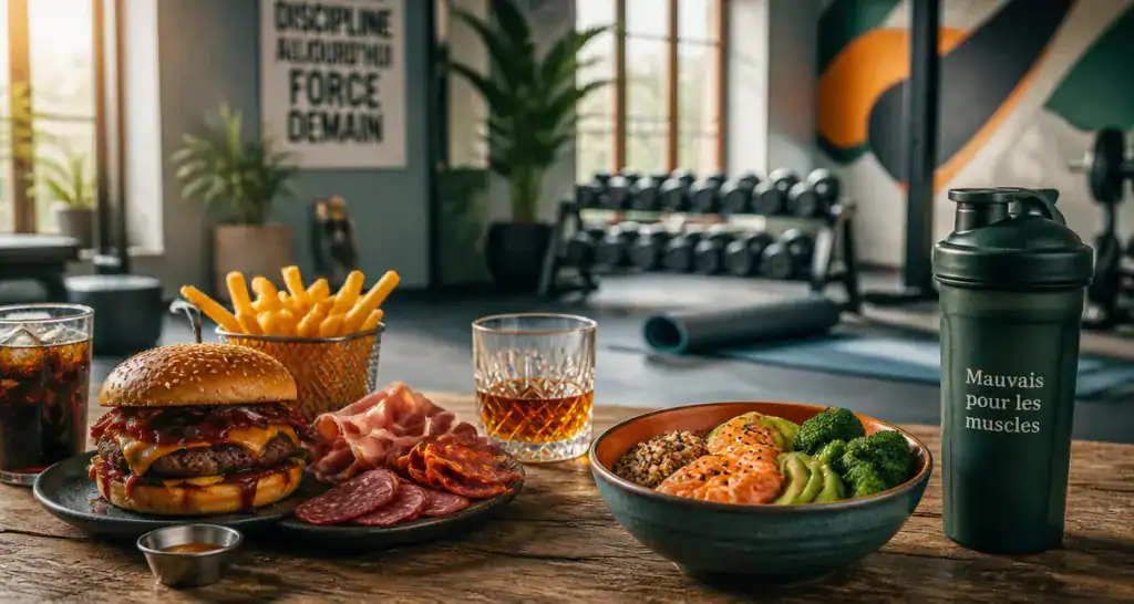 aliments mauvais pour les muscles burger soda frites