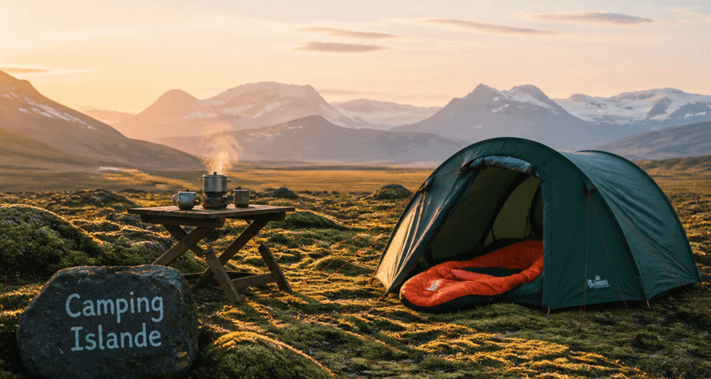 camping en islande tente à l'aube