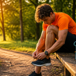comment se motiver à faire du sport jeune adulte lace ses baskets au parc