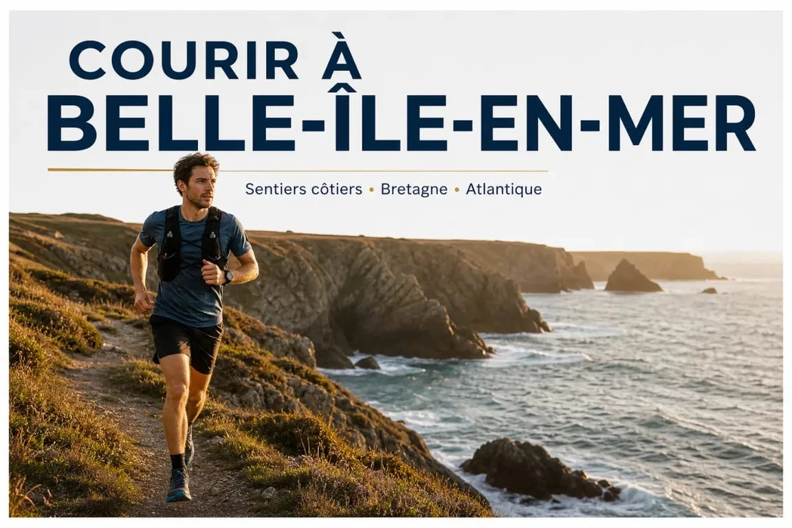Coureur de trail sur les sentiers côtiers sauvages de Belle-Île-en-Mer lors du Belle-Île en Trail