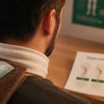 Entorse cervicale temps de guérison : nuque avec collier cervical et compresse froide