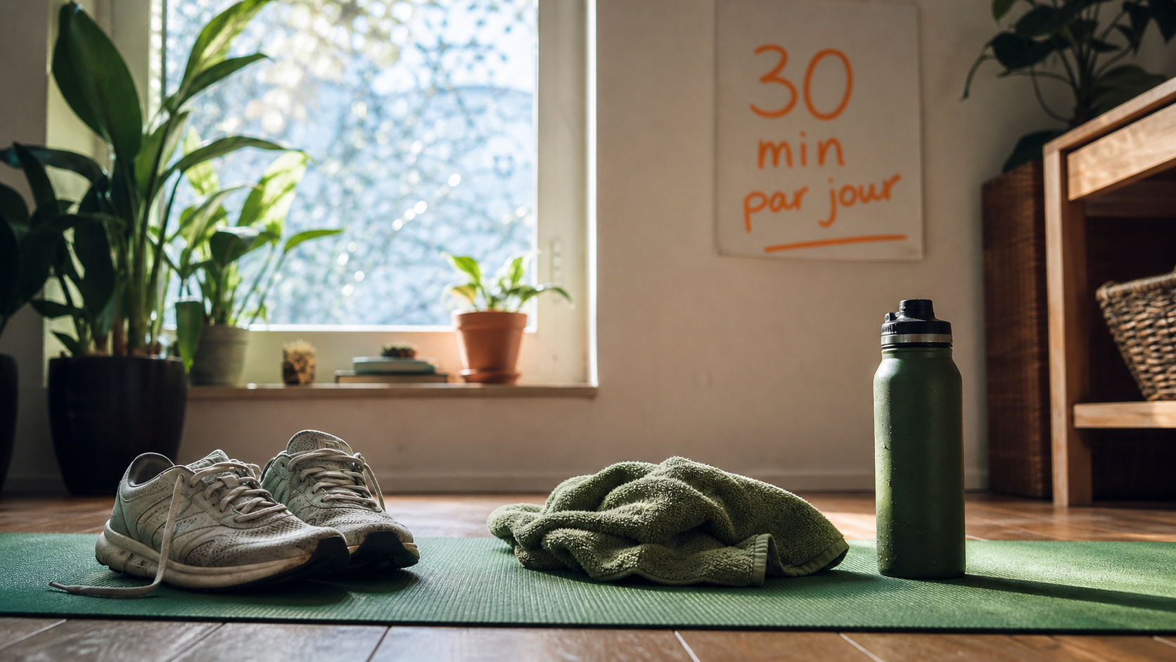 30 min de sport par jour : tapis, baskets et énergie matinale