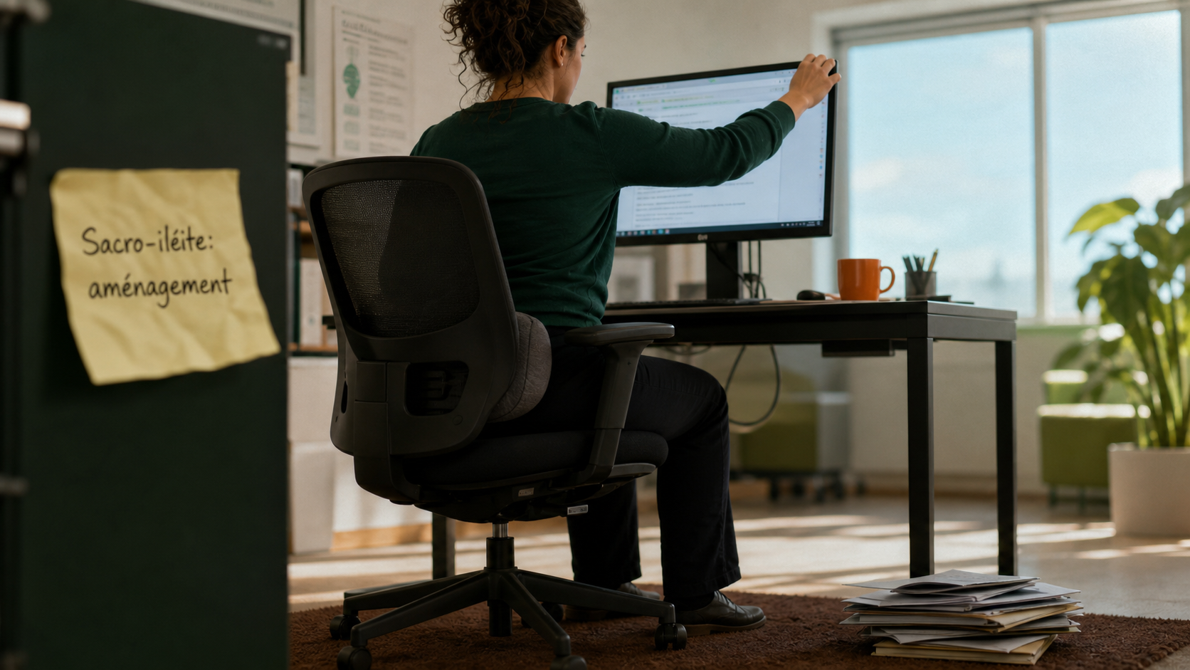 Peut on travailler avec une sacro-iliite : assise et écran à hauteur pour réduire la douleur