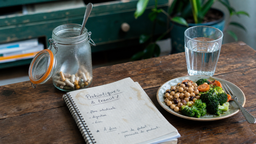 Probiotiques pour maigrir : gélules et digestion, bocal flou en photo