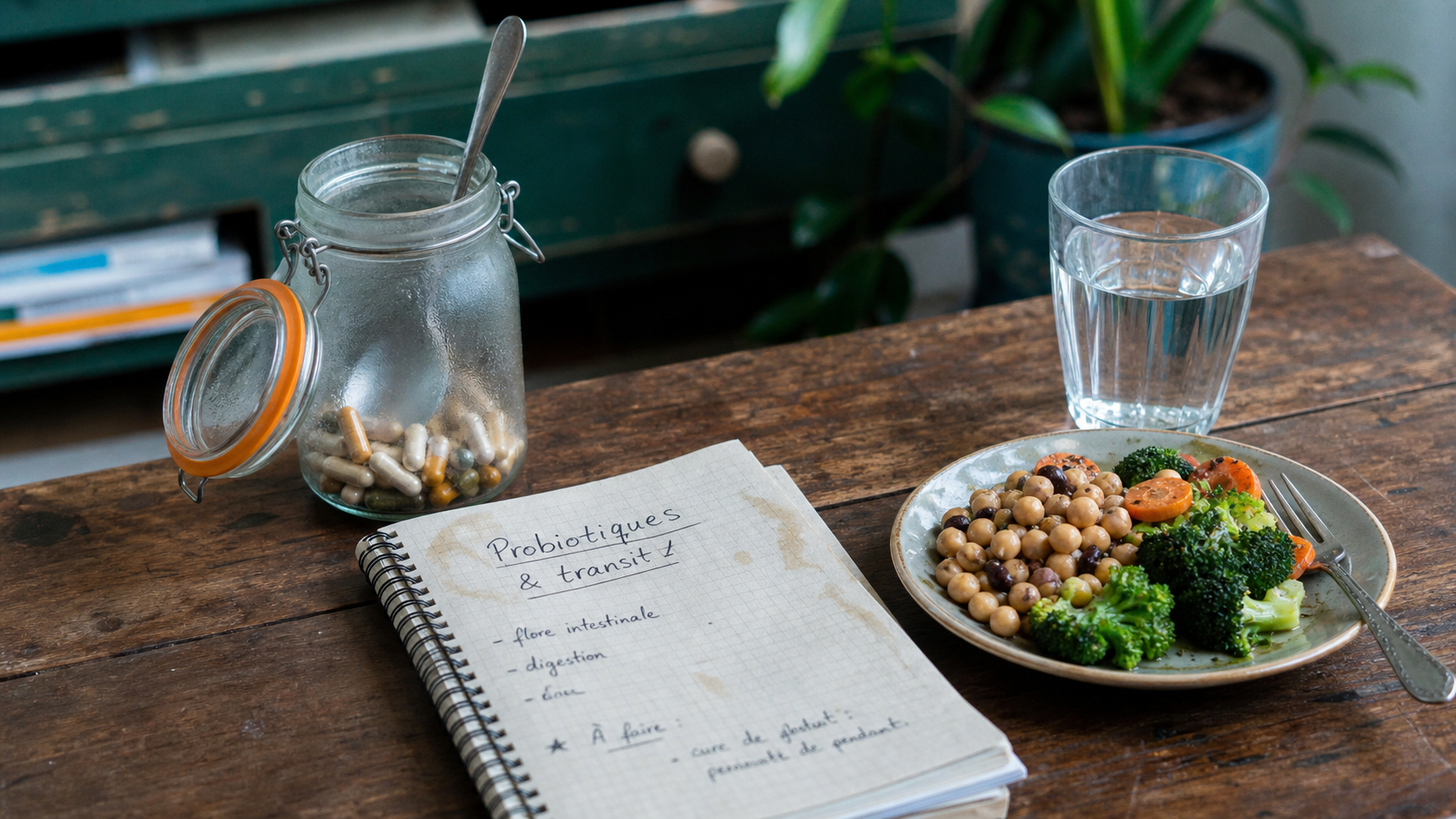 Probiotiques pour maigrir : gélules et digestion, bocal flou en photo